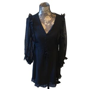 Black Swiss Dot Ruffle Accent Dress size medium 8/10 New with tags